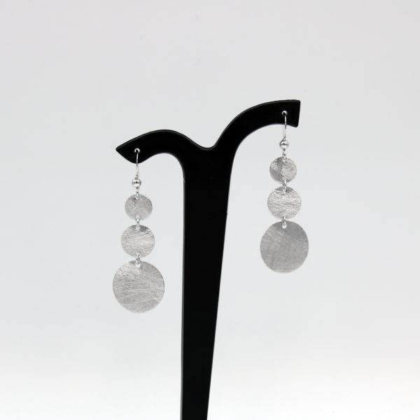Silver matte circle hook earrings