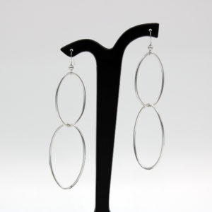 Silver oval earrings