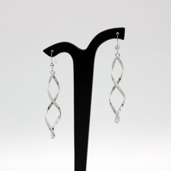 Silver spiral hook earrings