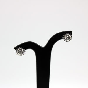 Oxidized sun and moon earrings in silver