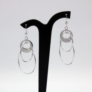 Boucles d'oreilles trio de cercles crochet en argent