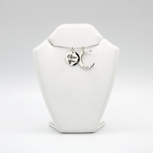 Pendentif "Je t'aime.... à la lune et au retour" en argent