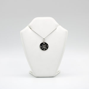 Pendentif boussole en argent oxydé
